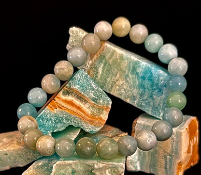 Amazonite Energy Bead Bracelet – Calm • Strength • Balance (8mm, Large Wrist)