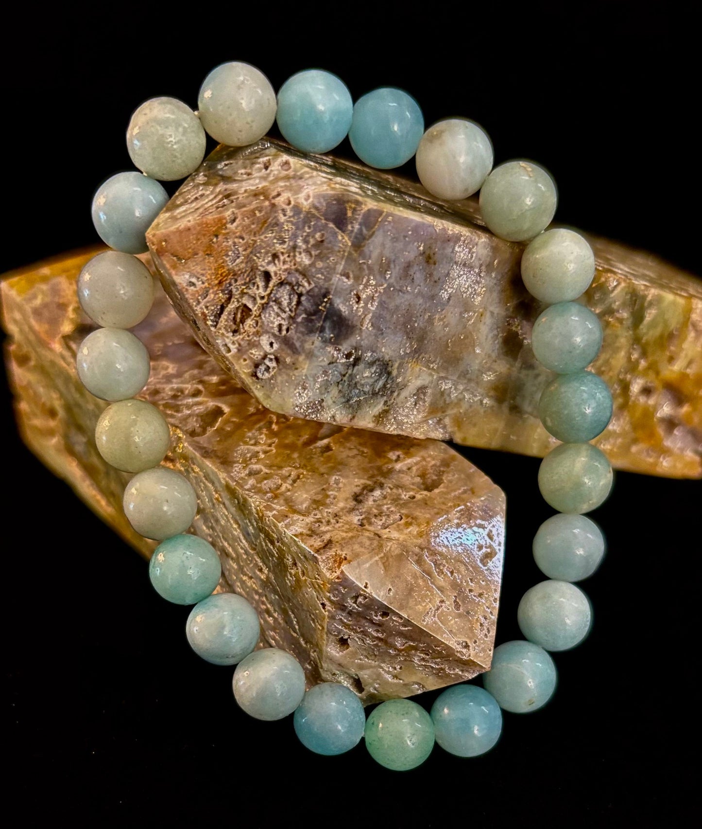 Amazonite Energy Bead Bracelet – Calm • Strength • Balance (8mm, Large Wrist)