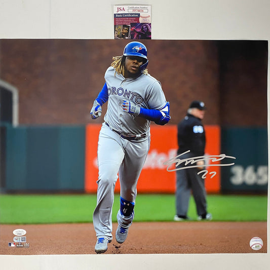 Autographed/Signed Vladimir Guerrero Jr. Toronto Blue Jays 16x20 Baseball Photo JSA COA #2