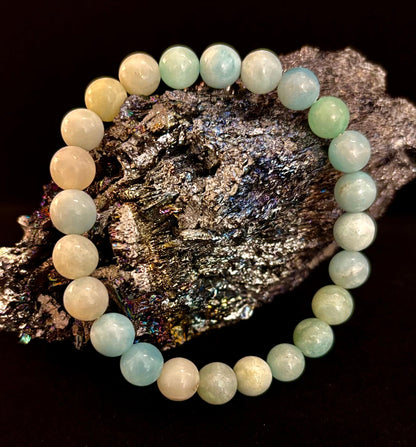 Amazonite Energy Bead Bracelet – Calm • Strength • Balance (8mm, Large Wrist)