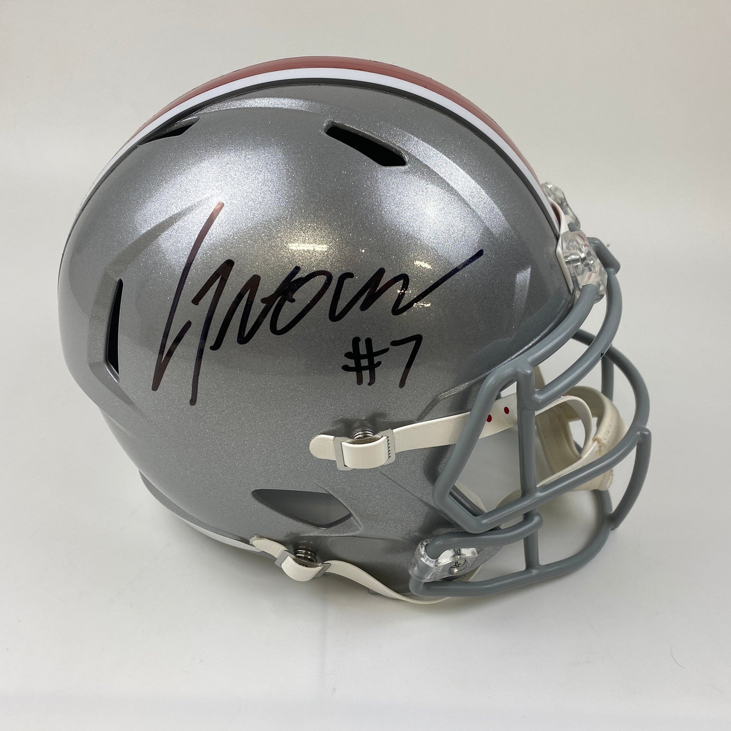 Autographed/Signed CJ C.J. Stroud Ohio State Buckeyes Full Size FS F/S Replica College Football Helmet Beckett BAS COA