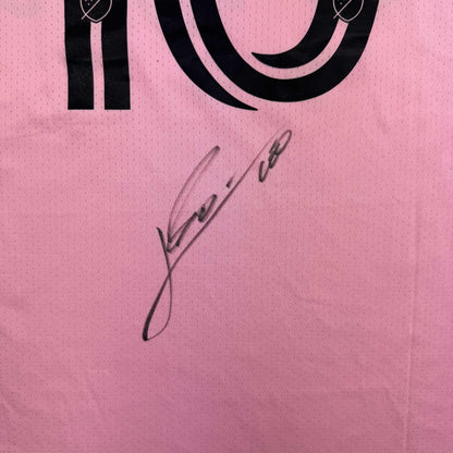 Autographed/Signed Lionel Leo Messi Inter Miami Pink Soccer Jersey Beckett BAS COA