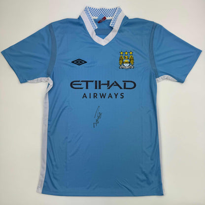 Autographed/Signed Sergio Kun Aguero Manchester City Blue Soccer Futbol Jersey Beckett BAS COA #2