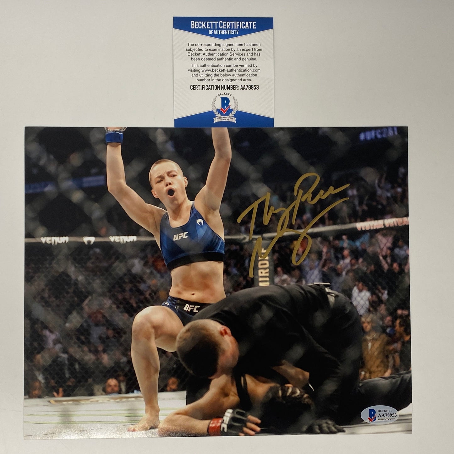 Autographed/Signed Thug Rose Namajunas UFC MMA Ultimate Fighting 8x10 Photo Beckett BAS COA #2