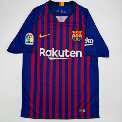 Autographed/Signed Sergio Kun Aguero FC Barcelona Red/Blue Soccer Futbol Jersey Beckett BAS COA #2