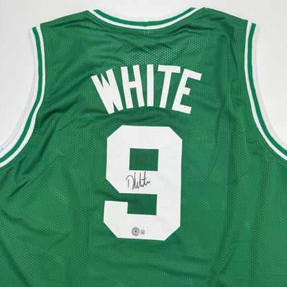 Autographed/Signed Derrick White Boston Green Basketball Jersey JSA COA