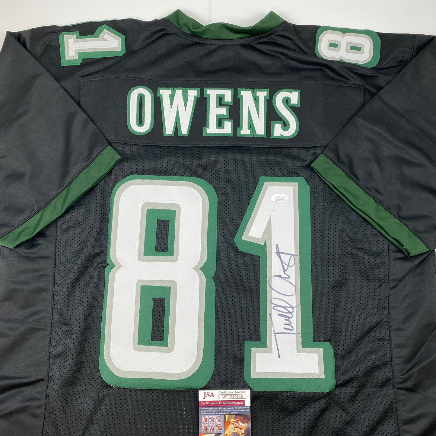Autographed/Signed Terrell Owens Philadelphia Black Football Jersey JSA COA