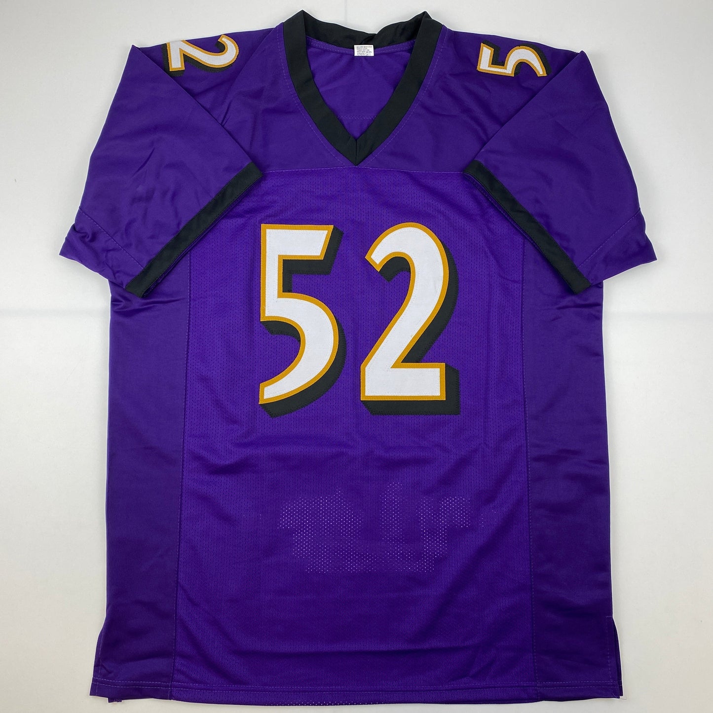 Autographed/Signed Ray Lewis Baltimore Purple Stat Football Jersey Beckett BAS COA