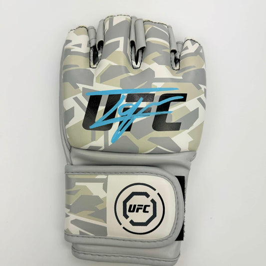 Autographed/Signed Ilia Topuria White Camo UFC MMA Glove Ultimate Fighting Beckett BAS COA