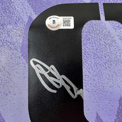 Autographed/Signed Karim Benzema Real Madrid 2022-23 Purple Soccer Jersey Beckett BAS COA