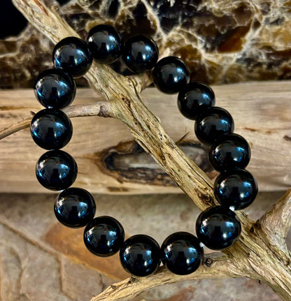 Black Obsidian Beaded Bracelet – Grounding, Protection & Inner Peace