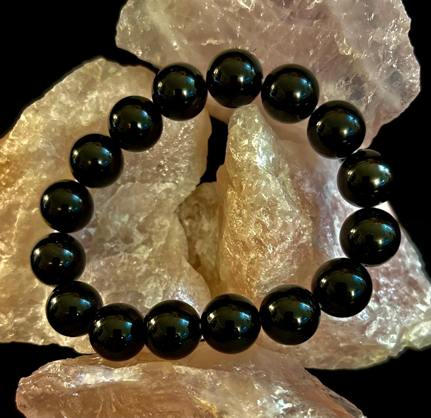 Black Obsidian Beaded Bracelet – Grounding, Protection & Inner Peace