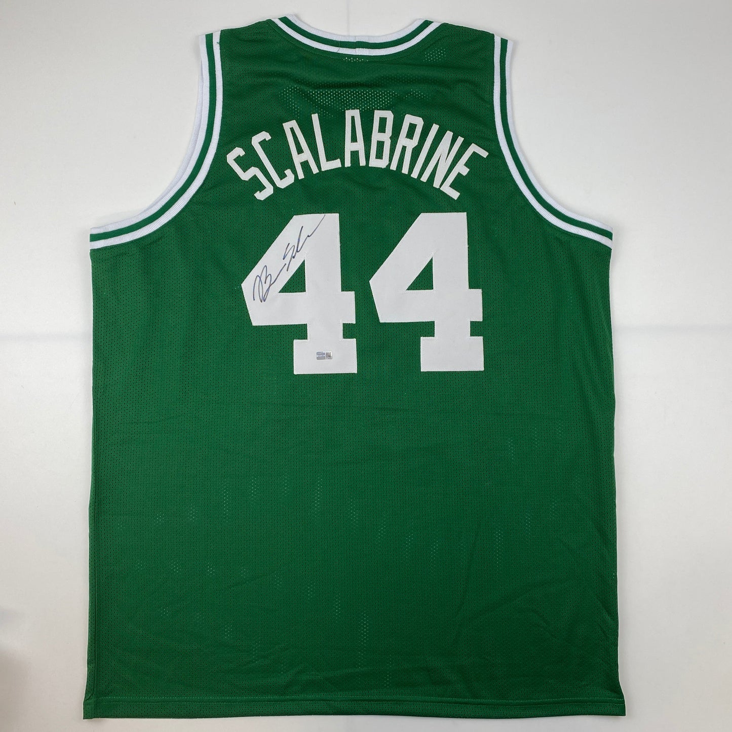 Autographed/Signed Brian Scalabrine Boston Green Basketball Jersey Steiner COA