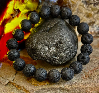 Grounded Energy Lava Rock Bracelet – Strength • Stability • Protection (10mm, Small Wrists)