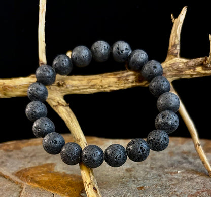 Grounded Energy Lava Rock Bracelet – Strength • Stability • Protection (10mm, Small Wrists)