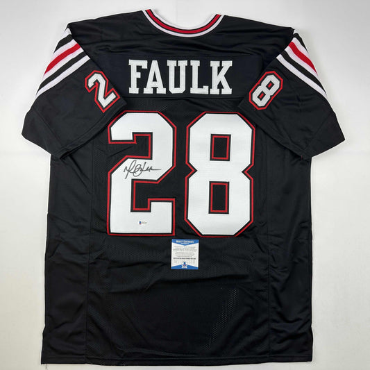 Autographed/Signed Marshall Faulk San Diego State Black College Football Jersey Beckett BAS COA