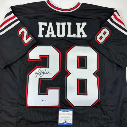 Autographed/Signed Marshall Faulk San Diego State Black College Football Jersey Beckett BAS COA