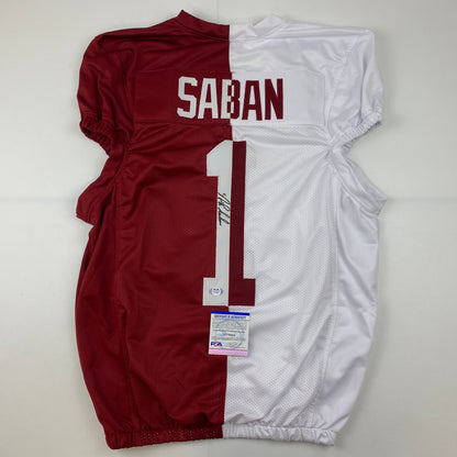 Autographed/Signed Nick Saban Alabama Split Pro Cut College Football Jersey PSA/DNA COA