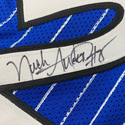 Autographed/Signed Nick Anderson Orlando Blue Pinstripe Basketball Jersey PSA/DNA COA