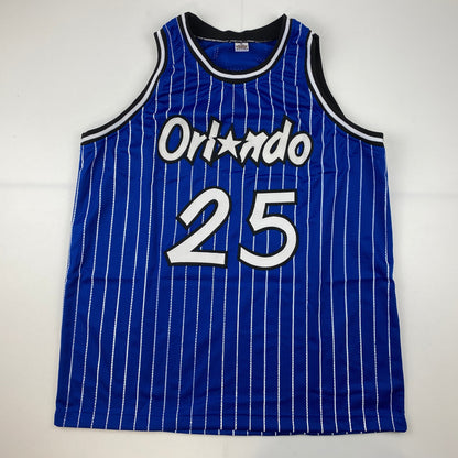 Autographed/Signed Nick Anderson Orlando Blue Pinstripe Basketball Jersey PSA/DNA COA