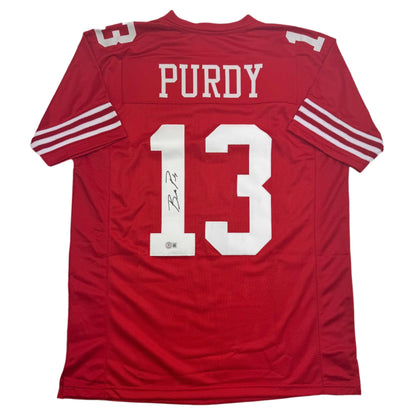 Autographed/Signed Brock Purdy San Francisco Red Football Jersey Beckett BAS COA
