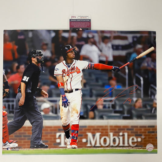 Autographed/Signed Ronald Acuna Jr. Atlanta Braves 16x20 Baseball Photo JSA COA #3