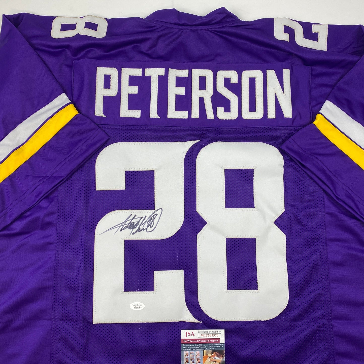 Autographed/Signed Adrian Peterson Minnesota Purple Football Jersey JSA COA