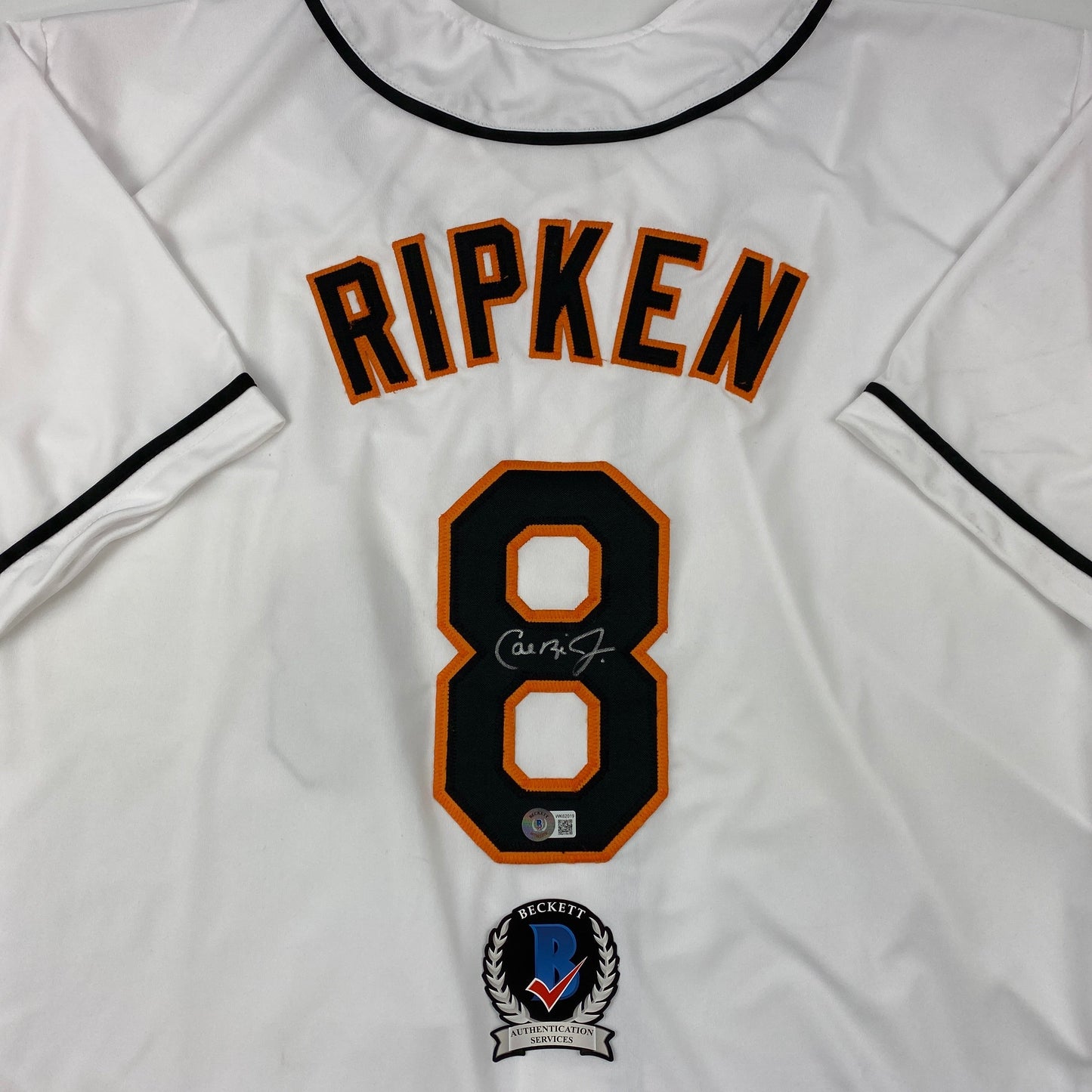 Autographed/Signed Cal Ripken Jr. Baltimore White Baseball Jersey Beckett BAS COA