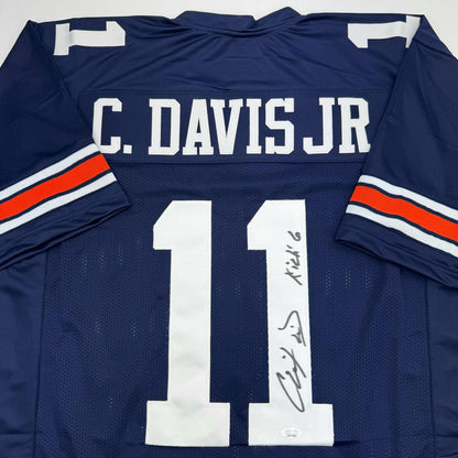 Autographed/Signed Chris Davis Jr. Auburn Blue College Football Jersey JSA COA