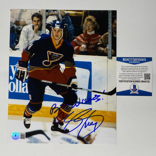 Autographed/Signed Chris Pronger Best Wishes St. Louis Blues 8x10 Hockey Photo Beckett BAS COA