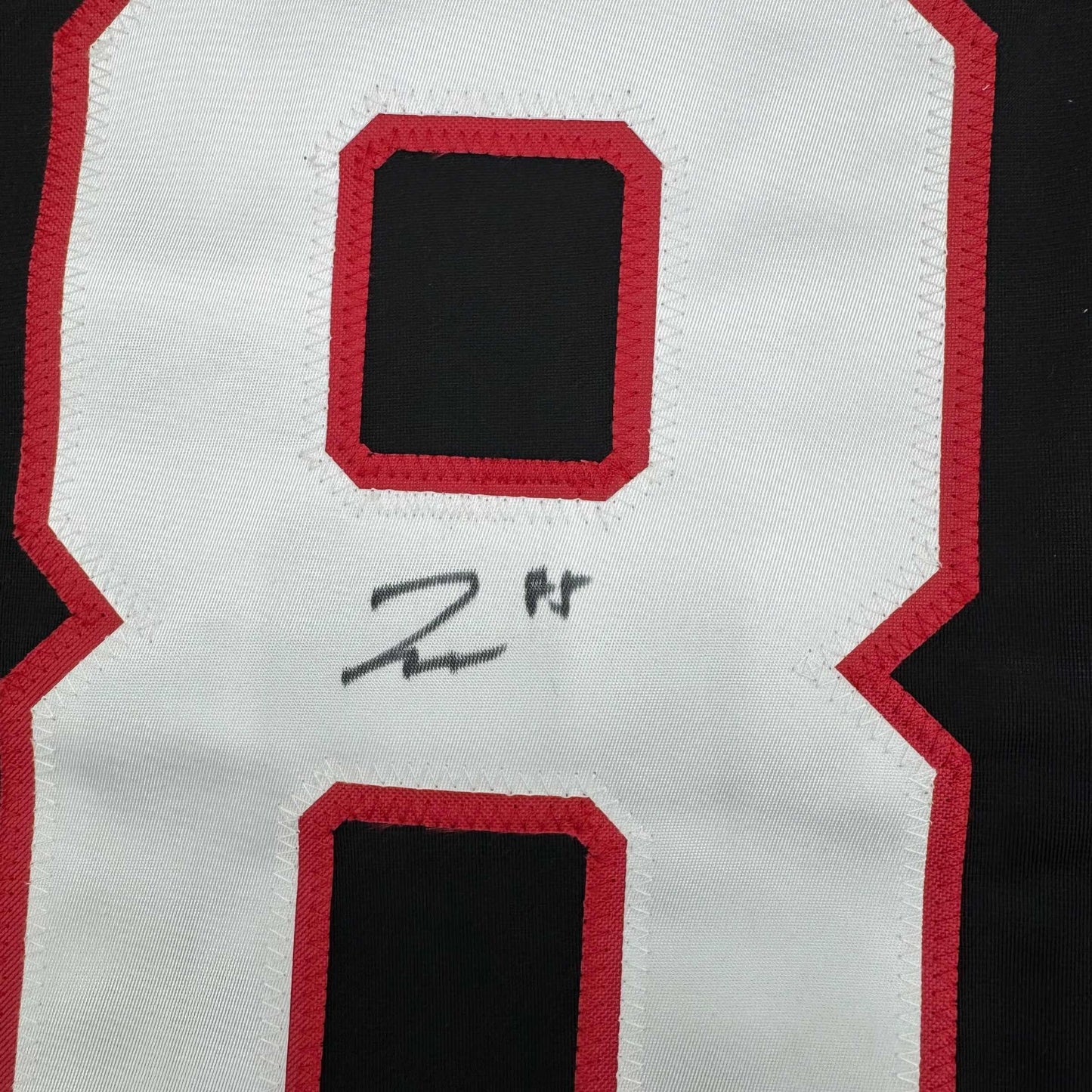 Framed Autographed/Signed Jake Sanderson 35x39 Ottawa Black Hockey Jersey JSA COA