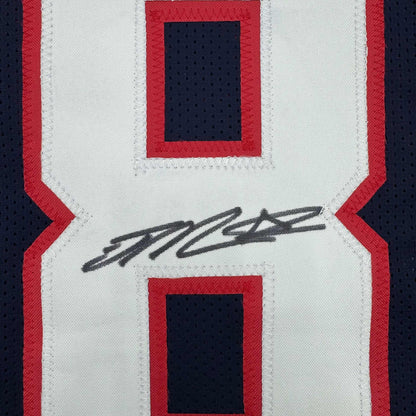 Framed Autographed/Signed Joe Mixon 35x39 Houston Blue Football Jersey JSA COA