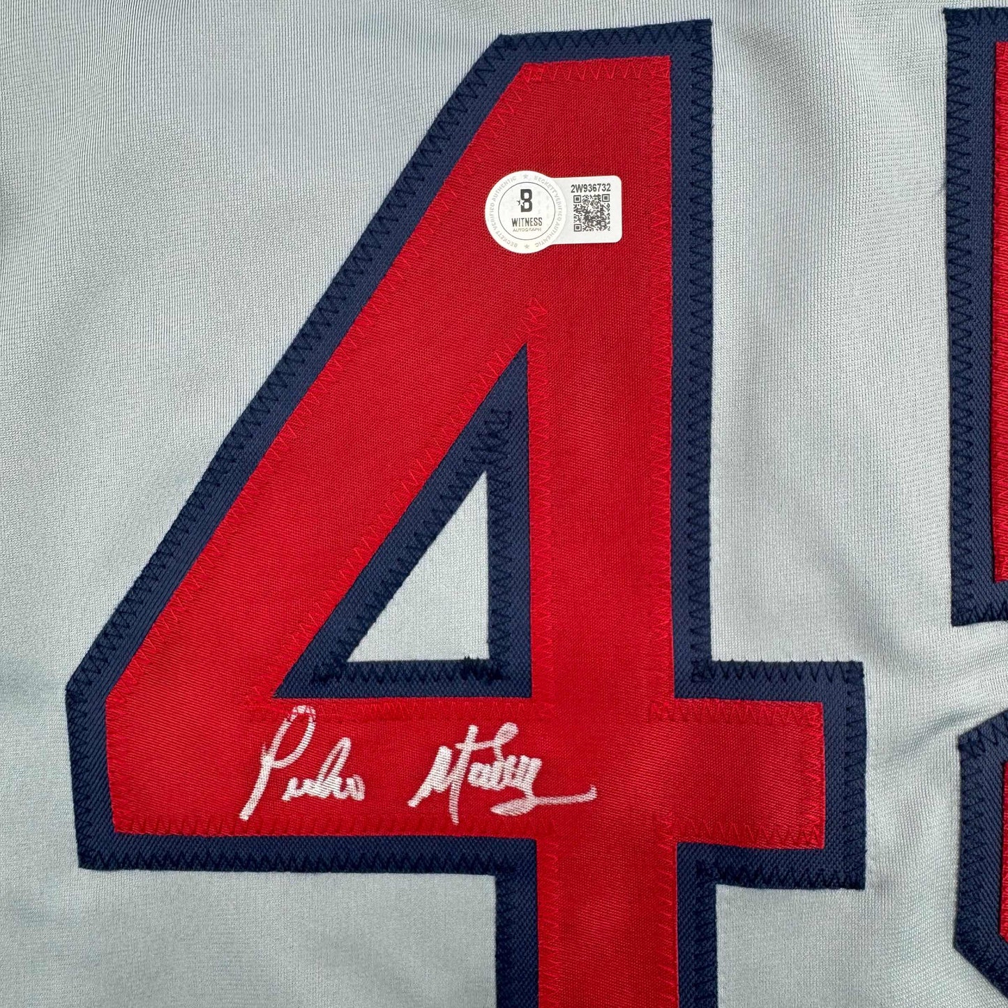 Autographed/Signed Pedro Martinez Boston Grey Baseball Jersey Beckett BAS COA