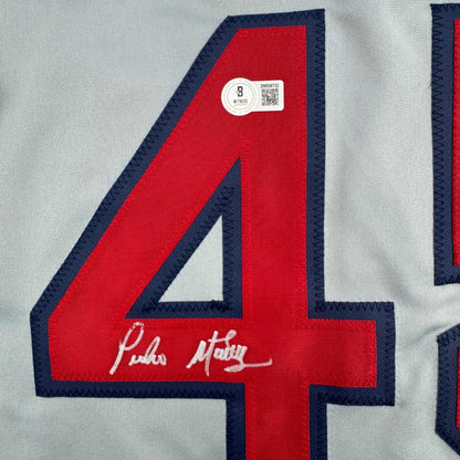 Autographed/Signed Pedro Martinez Boston Grey Baseball Jersey Beckett BAS COA