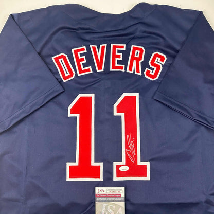 Autographed/Signed Rafael Devers Boston Blue Baseball Jersey JSA COA