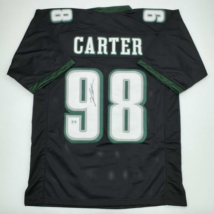 Autographed/Signed Jalen Carter Philadelphia Black Football Jersey Beckett BAS COA