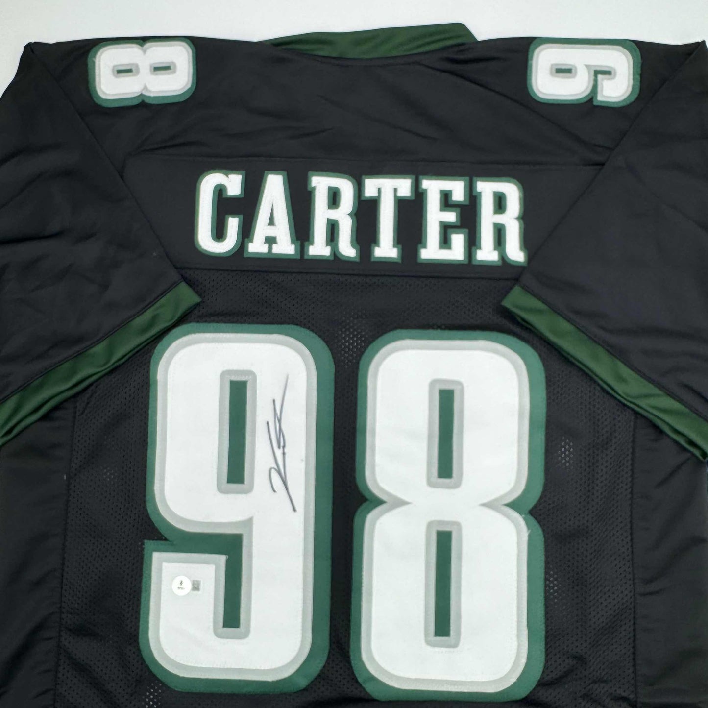 Autographed/Signed Jalen Carter Philadelphia Black Football Jersey Beckett BAS COA