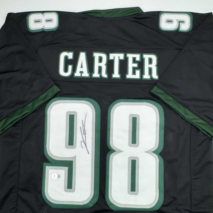 Autographed/Signed Jalen Carter Philadelphia Black Football Jersey Beckett BAS COA