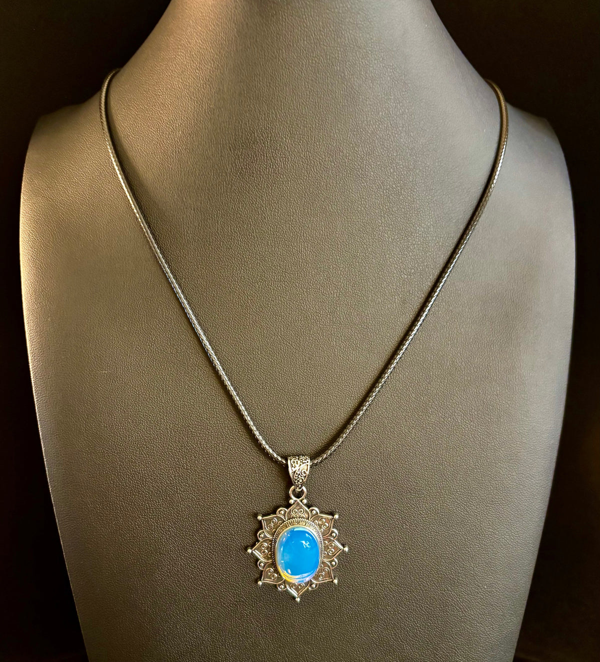 Bohemian Sunflower Moonstone Pendant Necklace