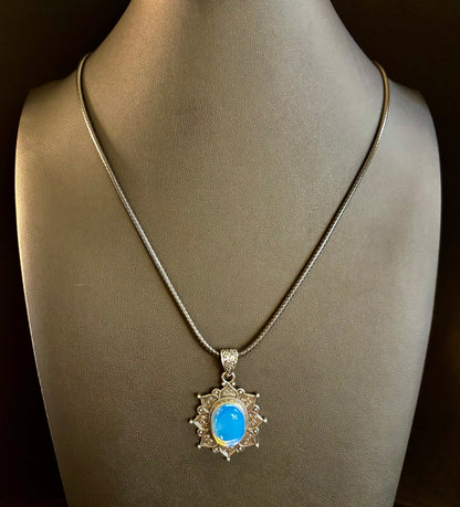 Bohemian Sunflower Moonstone Pendant Necklace