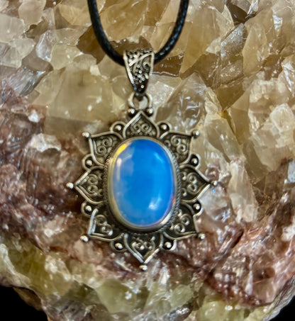 Bohemian Sunflower Moonstone Pendant Necklace