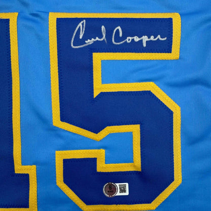 Autographed/Signed Cecil Cooper Milwaukee Blue Baseball Jersey Beckett BAS COA