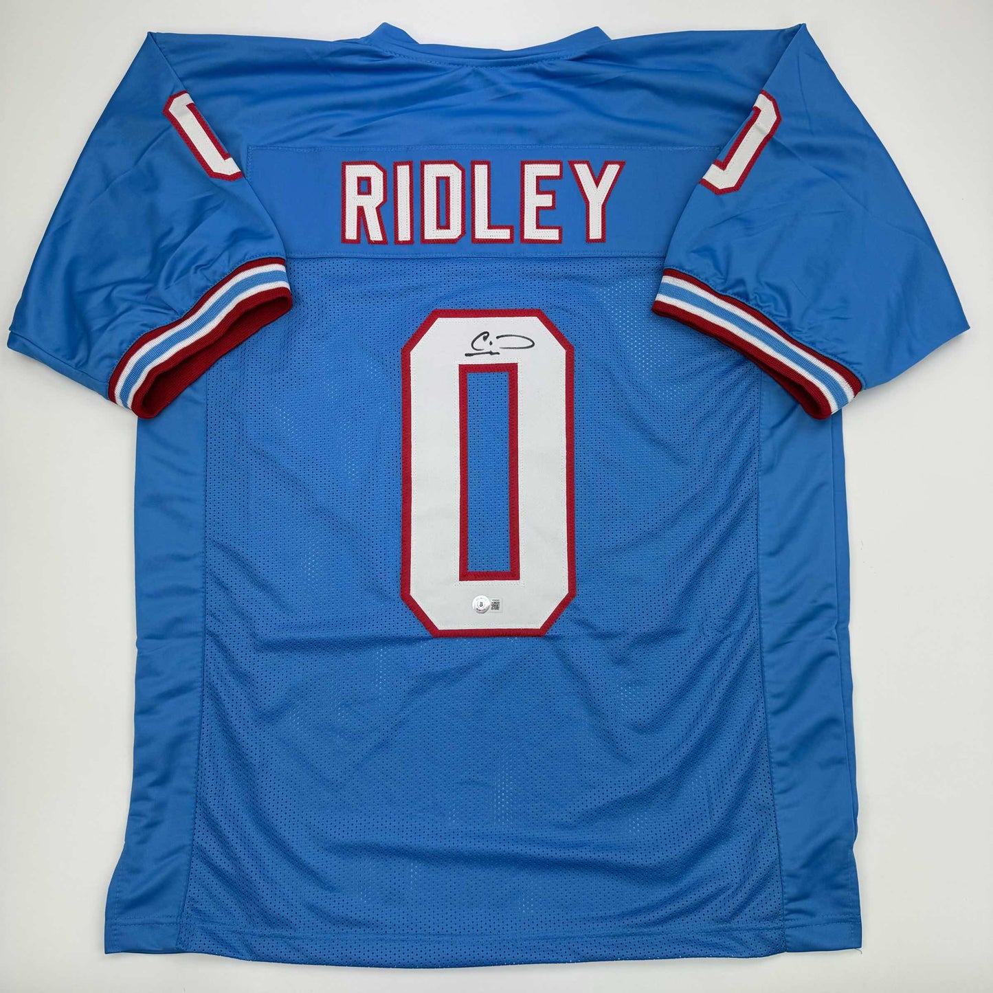 Autographed/Signed Calvin Ridley Tennessee Retro Blue Football Jersey Beckett BAS COA