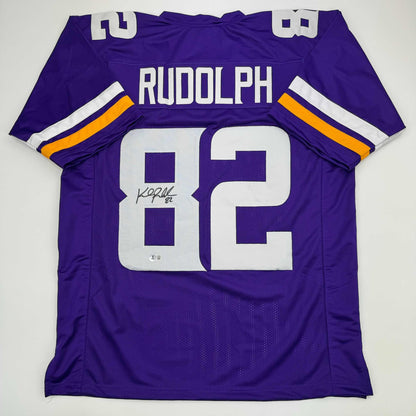 Autographed/Signed Kyle Rudolph Minnesota Purple Football Jersey Beckett BAS COA