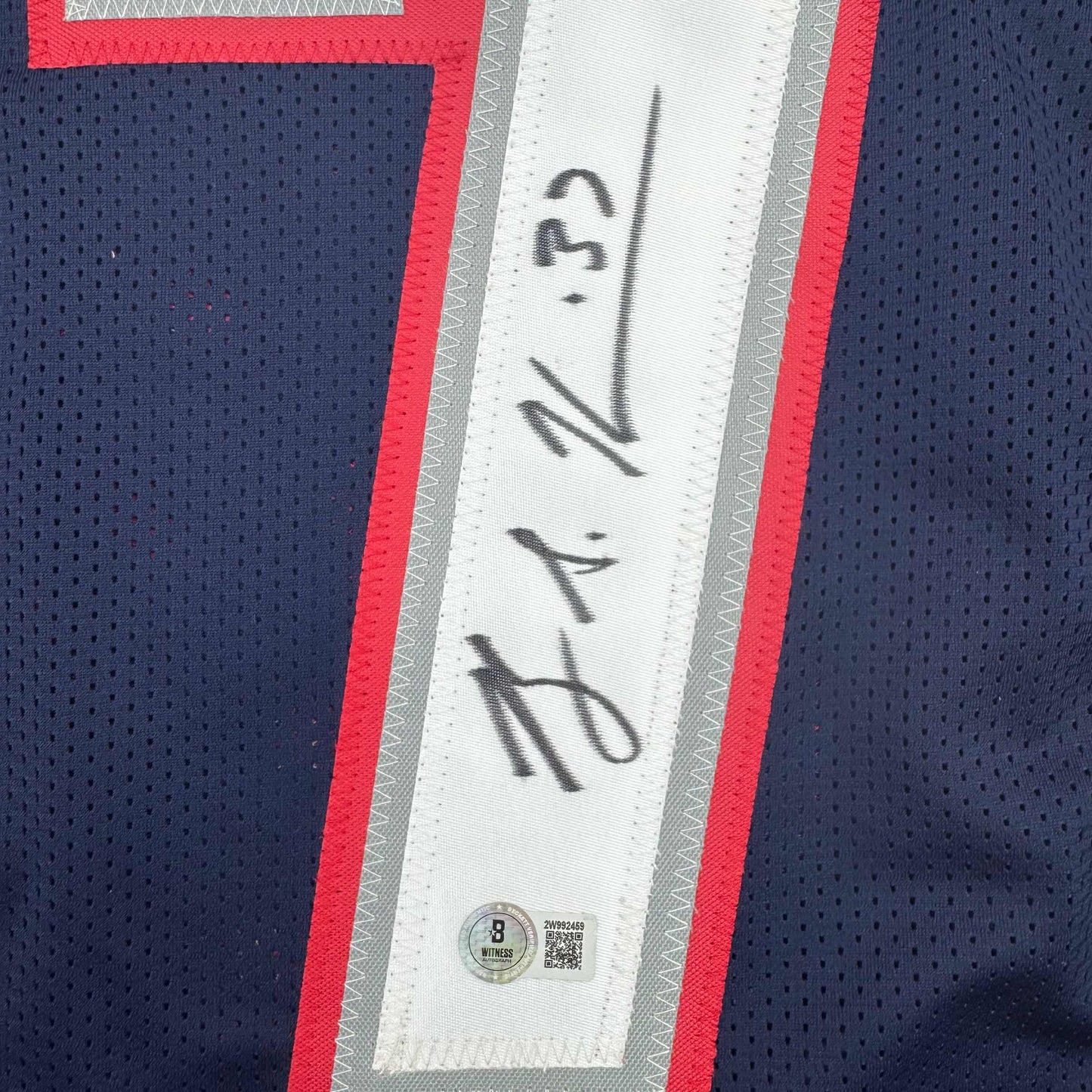 Autographed/Signed Rodney Harrison New England Blue Football Jersey Beckett BAS COA