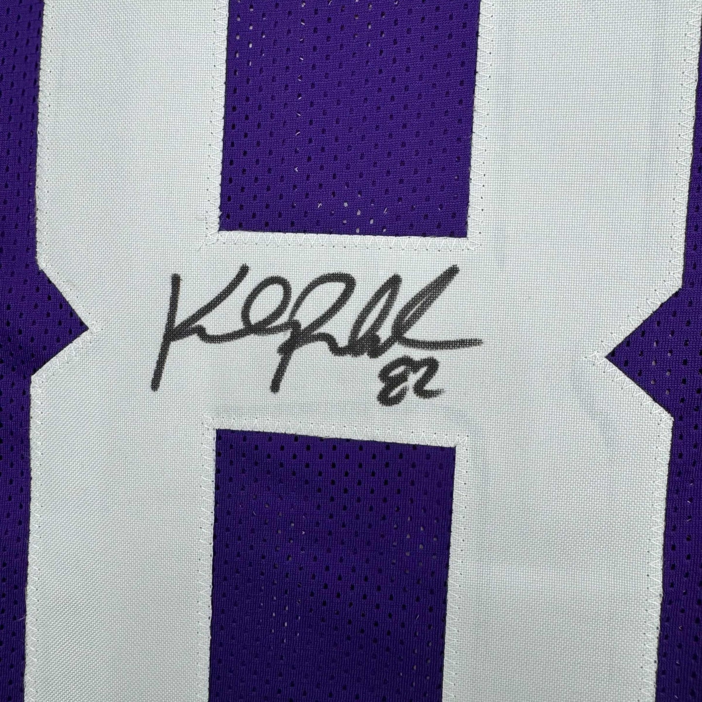Autographed/Signed Kyle Rudolph Minnesota Purple Football Jersey Beckett BAS COA