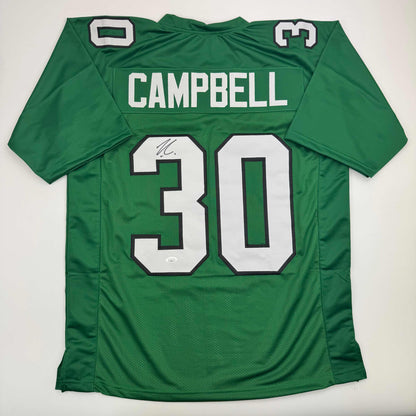 Autographed/Signed Jihaad Campbell Philadelphia Kelly Green Football Jersey JSA COA