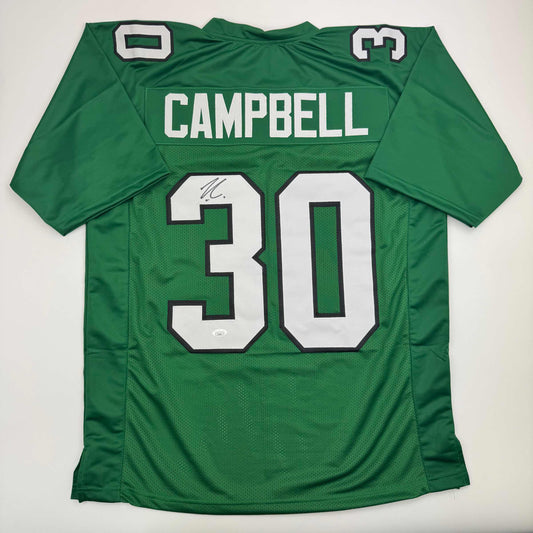 Autographed/Signed Jihaad Campbell Philadelphia Kelly Green Football Jersey JSA COA