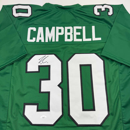 Autographed/Signed Jihaad Campbell Philadelphia Kelly Green Football Jersey JSA COA