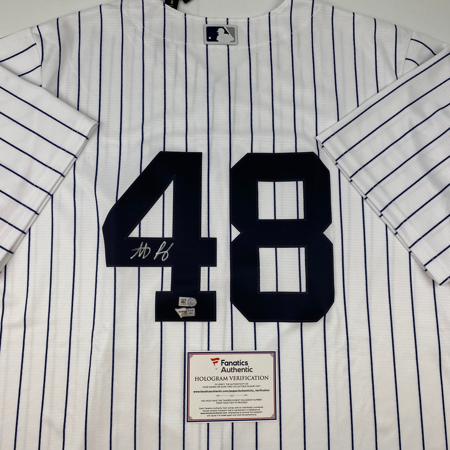 Autographed/Signed Anthony Rizzo New York Yankees Authentic Pinstripe Baseball Jersey Fanatics COA